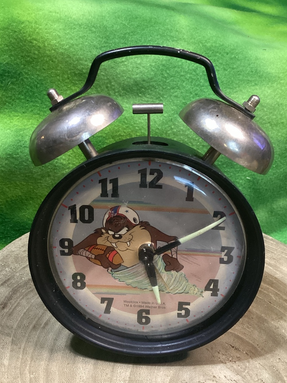 Warner Bros. Black Twin-Bell Tasmanian Devil Alarm Clock Vintage 1994 USA Works